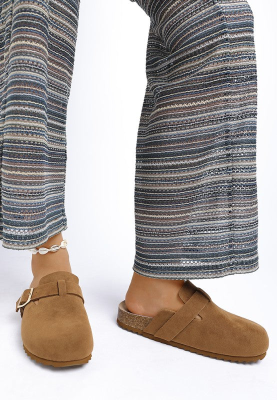 Ratiha Buckle Accent Slip-On Footbed Mules