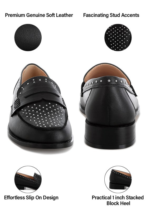 Raisa Stud Embellished Penny Loafers