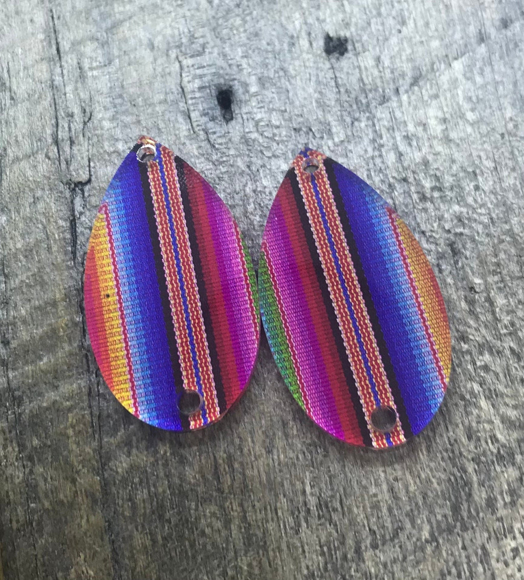 Blanket Stripe Acrylic Printed Earring Components Pair - Jewelry Blanks - CB&CO