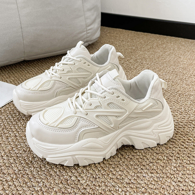 Women's Thick-Soled Breathable Platform Dad Sneakers | Chunky Heel Lace-Up Casual Shoes