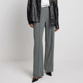 High-Waisted Solid Color Straight Leg Casual Pants