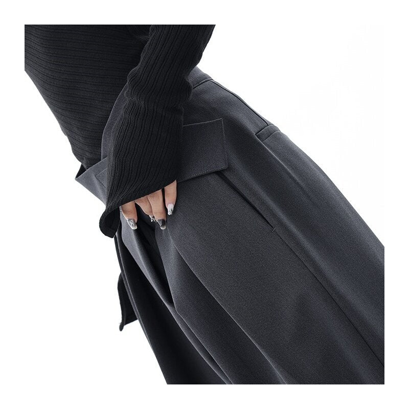Draped Blazer and Wide-Leg Black Pants