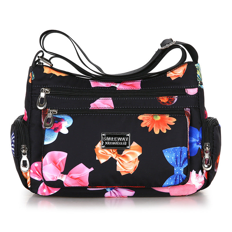 Women's Printed Canvas Shoulder Bag – Floral & Landscape Pattern Crossbody Handbag