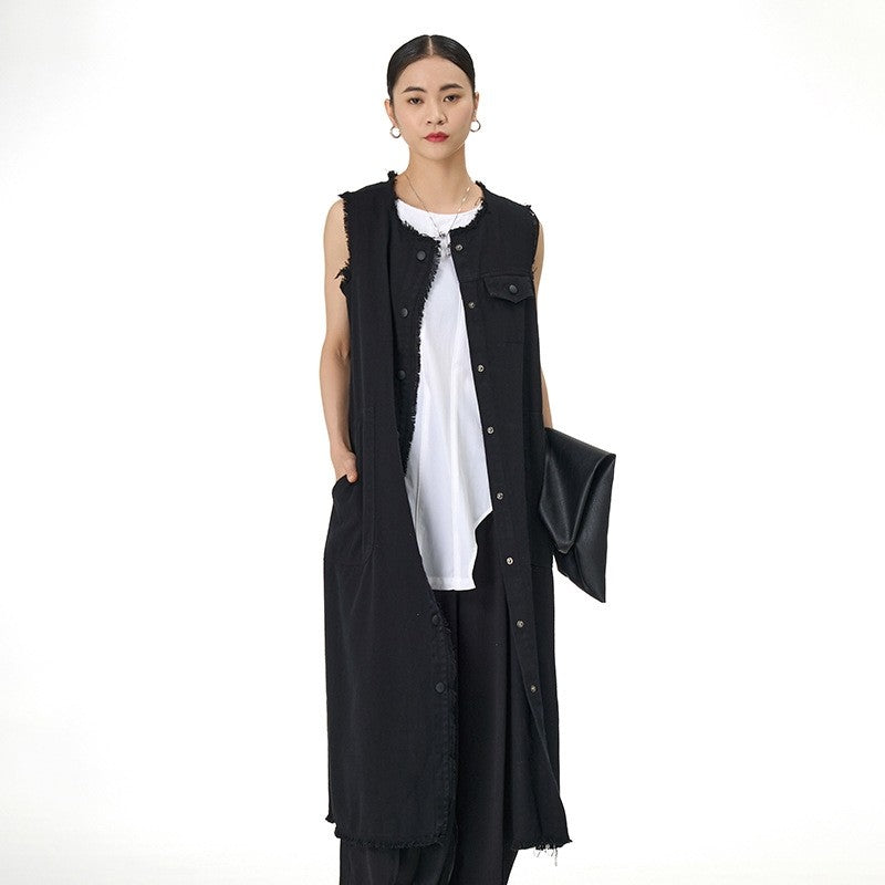 Long Sleeveless Cardigan Vest Dress