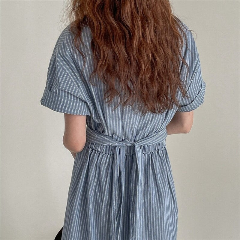 Striped Knot Tie Strap Dress - Fashionable and Chic