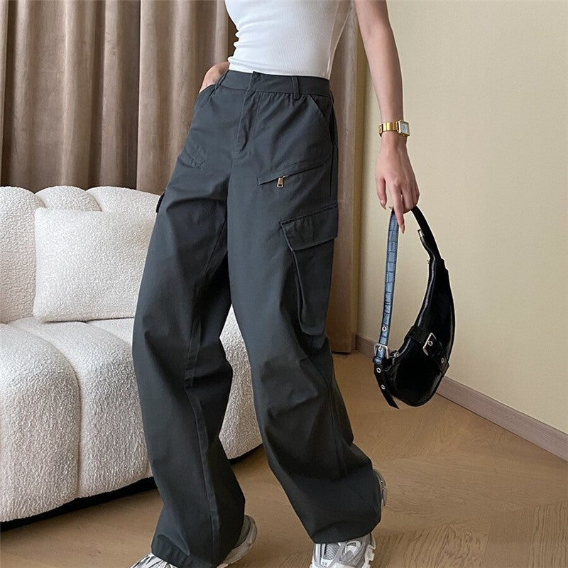 Wide Leg Pocketed Trousers in Solid Color