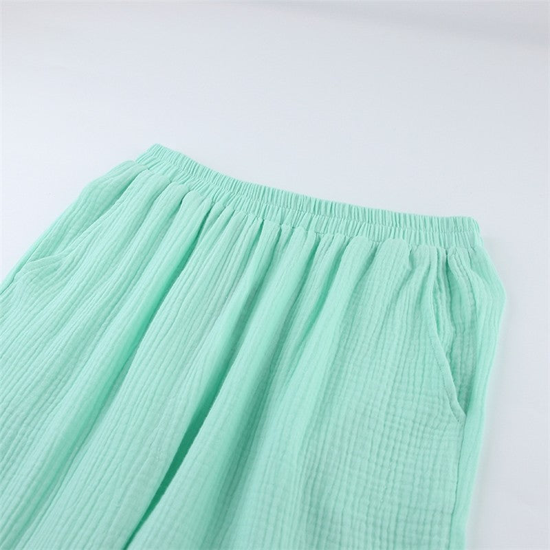 Solid Color Short Sleeve V-Neck Top and Pants Two-Piece Loungewear Set