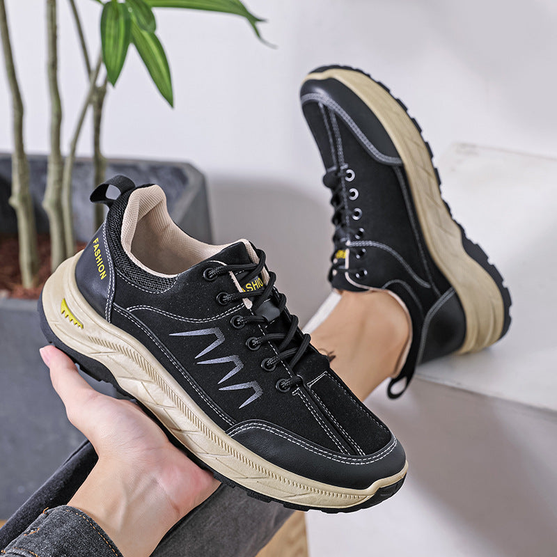 Men's Waterproof Thick-Sole Sneakers | Casual Lace-Up Shoes for Men