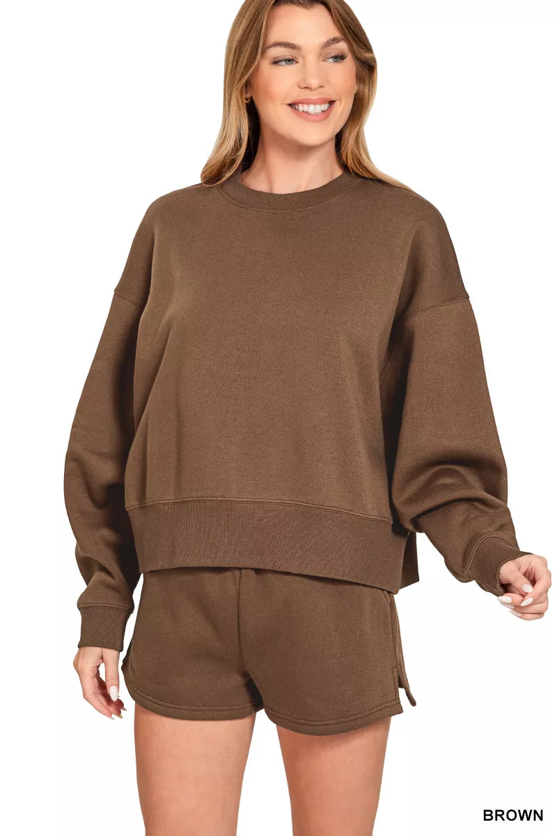 I am a Fashion Junky Fleece Round Neck Sweatshirt and Shorts Set