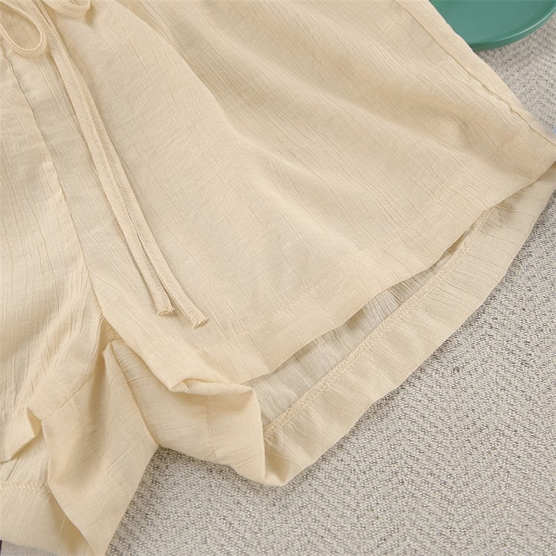 Cozy Relaxed Fit Long Sleeve Shorts Lounge Set
