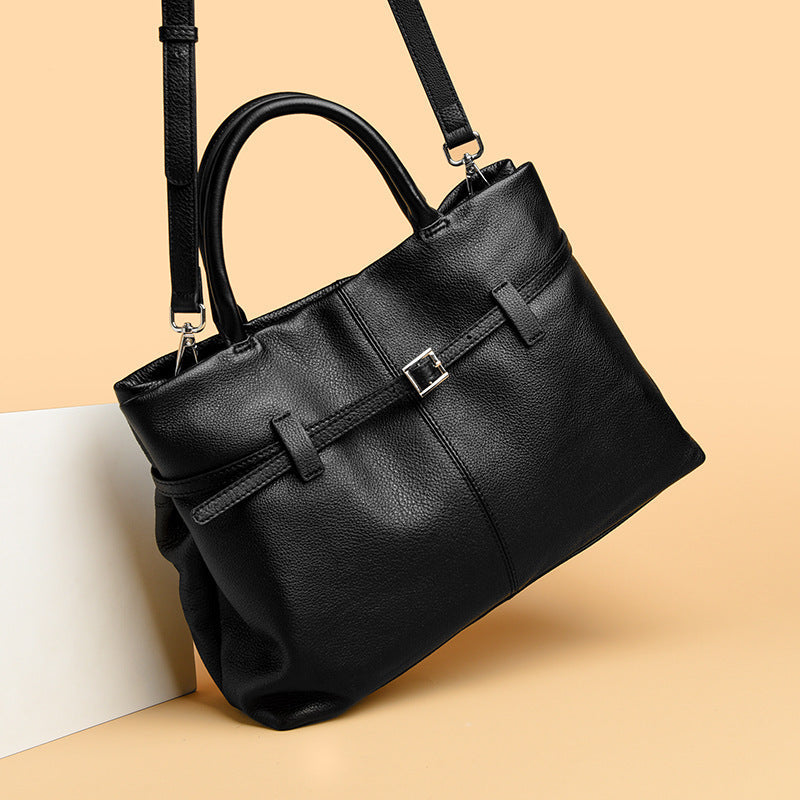 Women's Genuine Leather Tote Handbag – Large Capacity Shoulder Bag with Chain Strap
