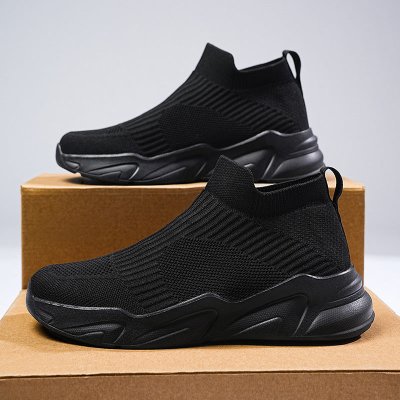 Men's Mid-Cut Laceless Knit Sock Shoes | Breathable Mesh Slip-On Sneakers