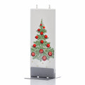 Flatyz Christmas Tree with Red Ornaments & Snow Candle
