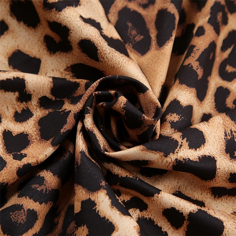 Leopard Print Long Sleeve Top and Trousers Ensemble