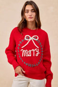 Christmas Wreath Merry Letter Knit Top