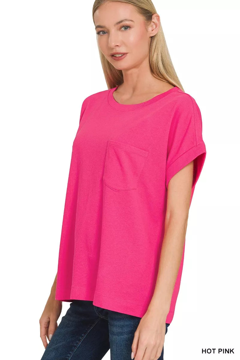 Cuffed Front Pocket Short Sleeve Tee