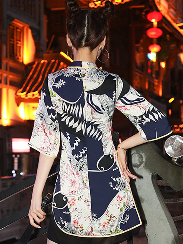 Vintage Artistic Retro Printes Short Cheongsams