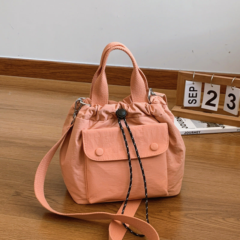 Women's Lightweight Oxford Cloth Shoulder Bag - Versatile Everyday Bucket Bag