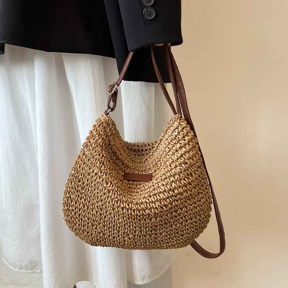 Women's Handwoven Straw Tote Bag | Beach Vacation Handbag | Woven Summer Tote