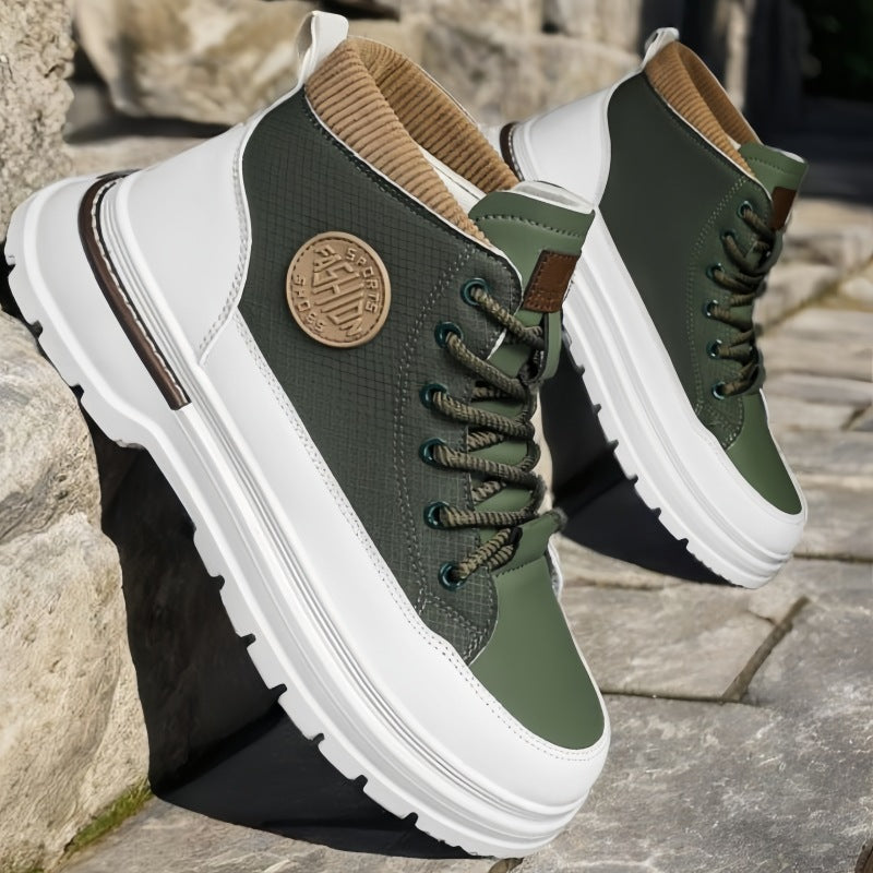 Men's Lightweight Breathable Canvas Sneakers - Casual Lace-Up Athletic Shoes