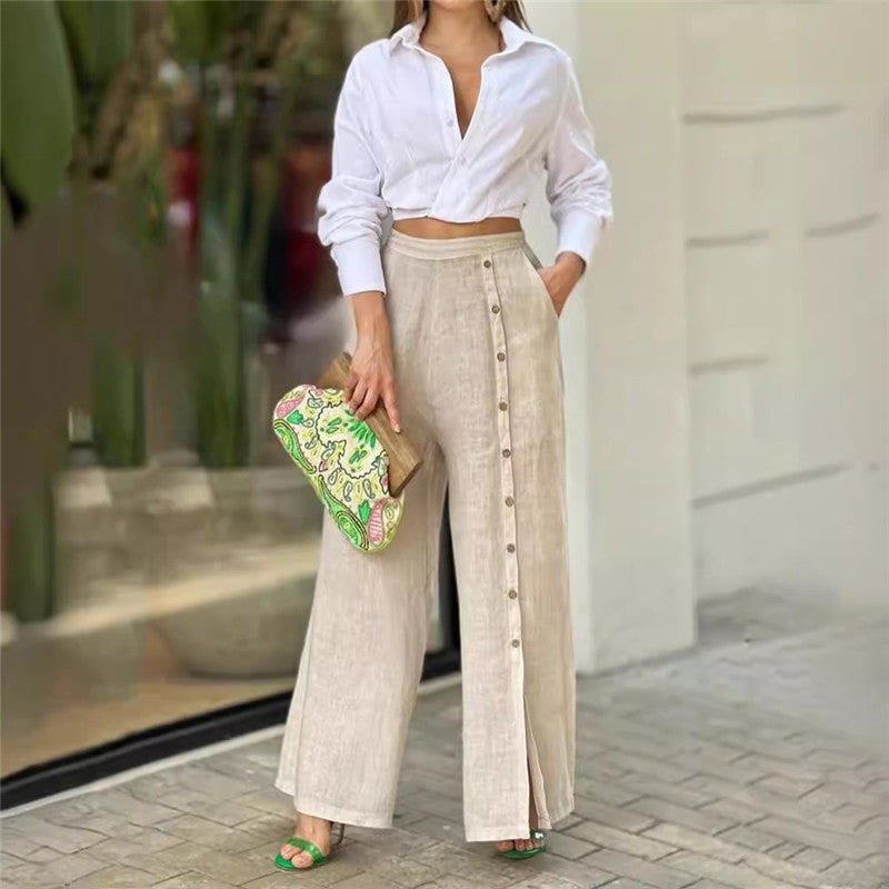 Monochrome Shirt and Pants Ensemble