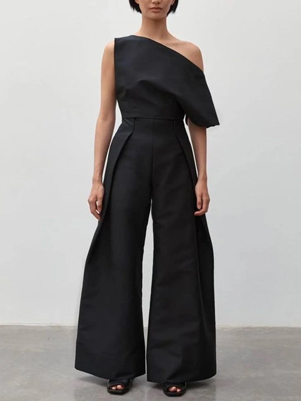 Loose Sleeveless Solid Color Off-The-Shoulder Two Pieces Set