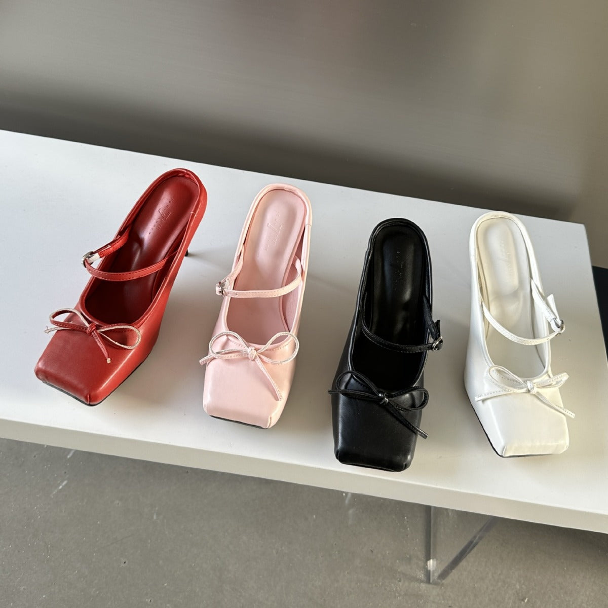 Women's Square Toe Stiletto Mule Heels - Elegant Satin Slip-On Sandals