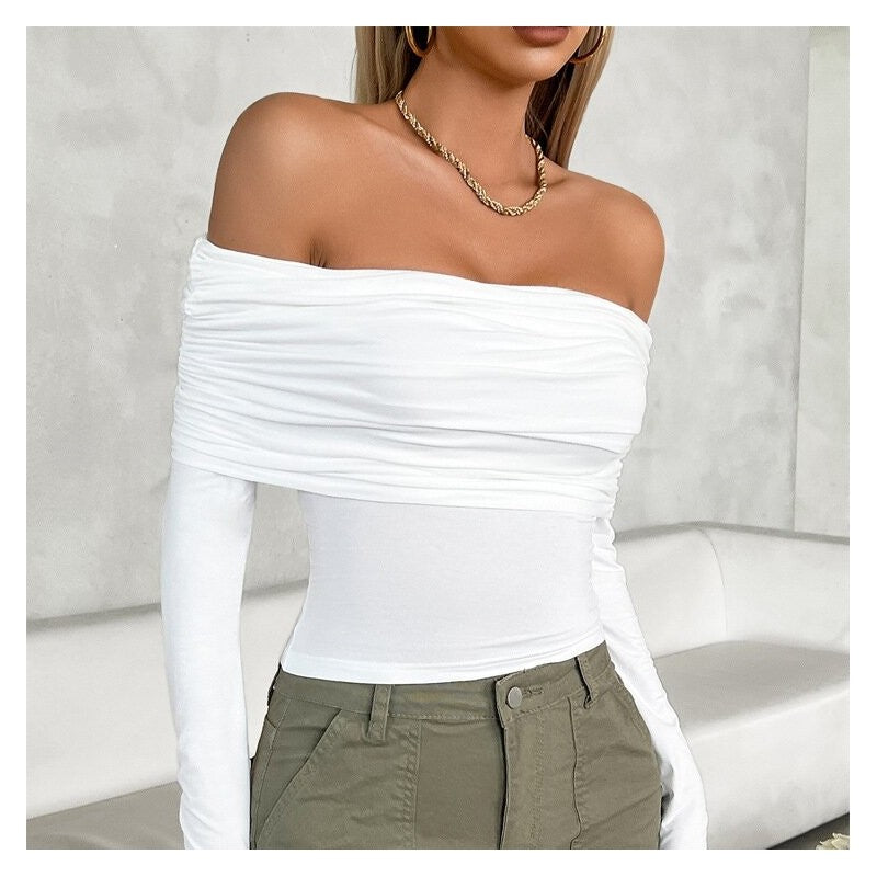 One-Shoulder Casual Pullover Top in Solid Color
