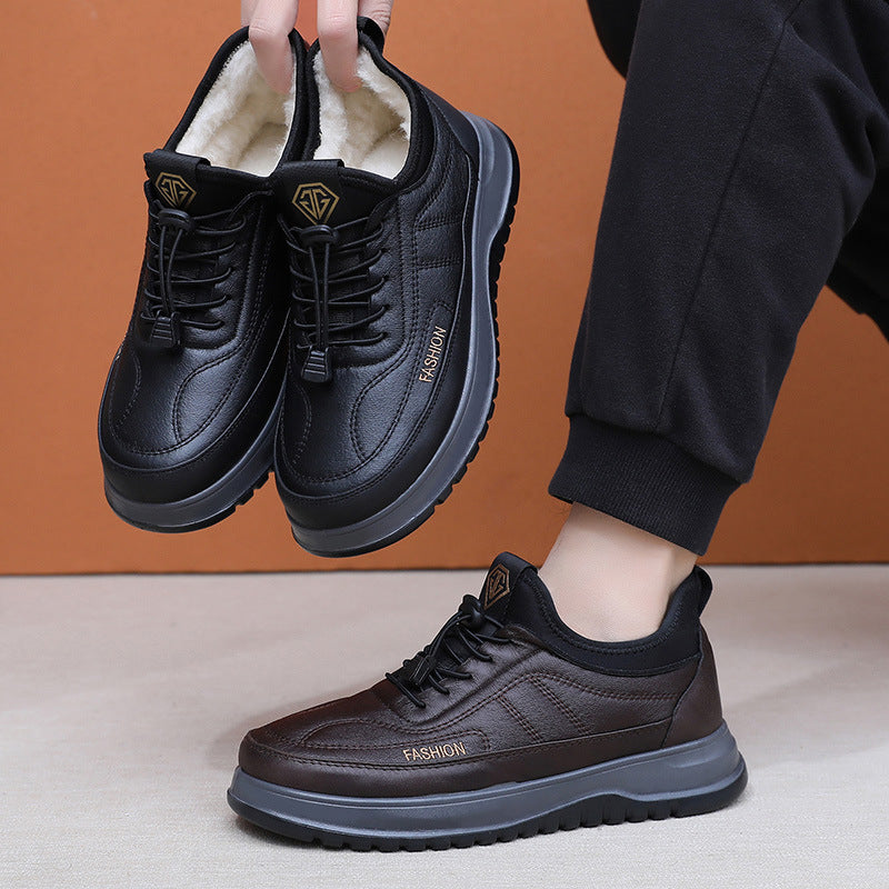 Men's Fleece-Lined Winter Sneakers - Warm Soft Sole Casual Shoes