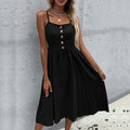 Solid Color Spaghetti Straps Square Neck Sleeveless A-Line Maxi Dress