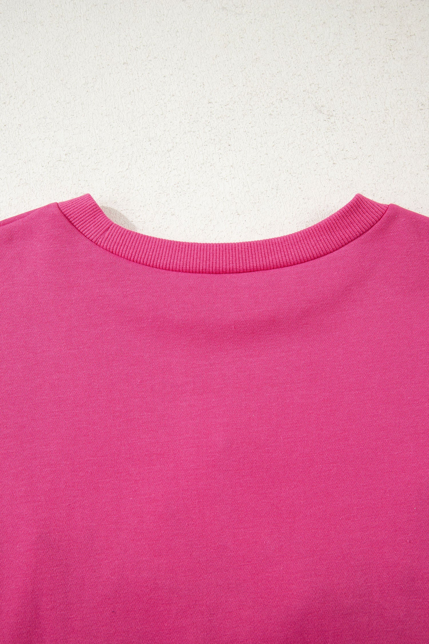 Rose Red Lucky Clover Embroidered Loose Pullover Sweatshirt
