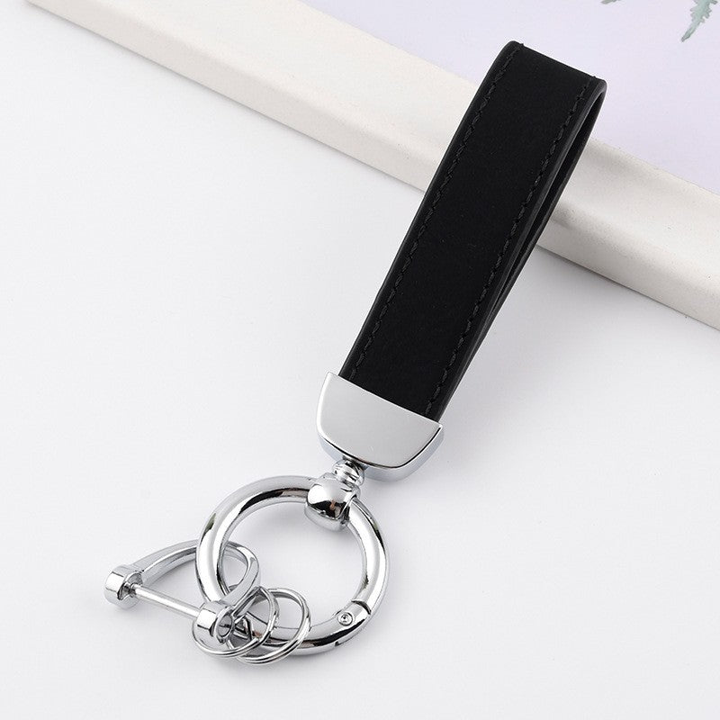 Leather Keychain with Metal Accent: Solid Color