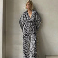 Leopard Print Long Sleeve Pajama Set