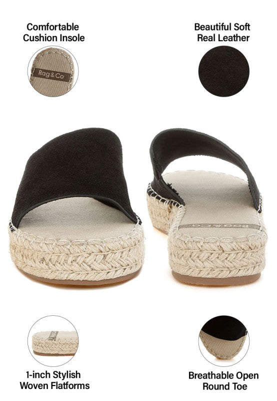 Huntra Real Soft Leather Espadrille Flatforms