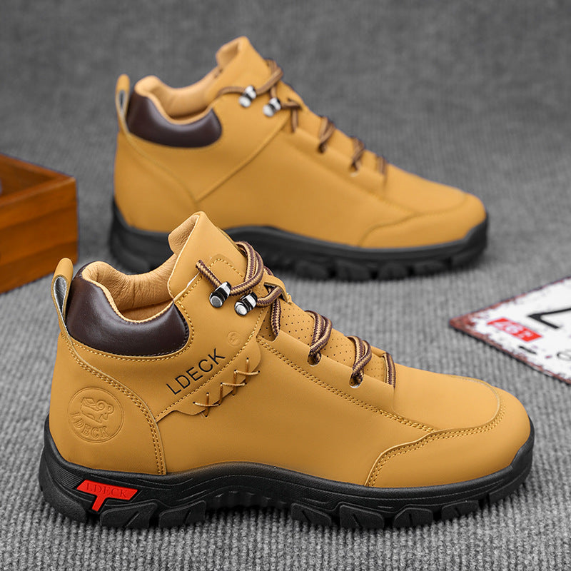 Men's All-Season Genuine Leather Work Shoes - Breathable Non-Slip Casual Boots