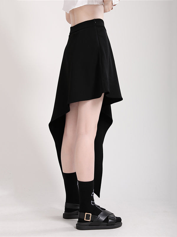 Stylish Irregular Split-Joint Black Skirt