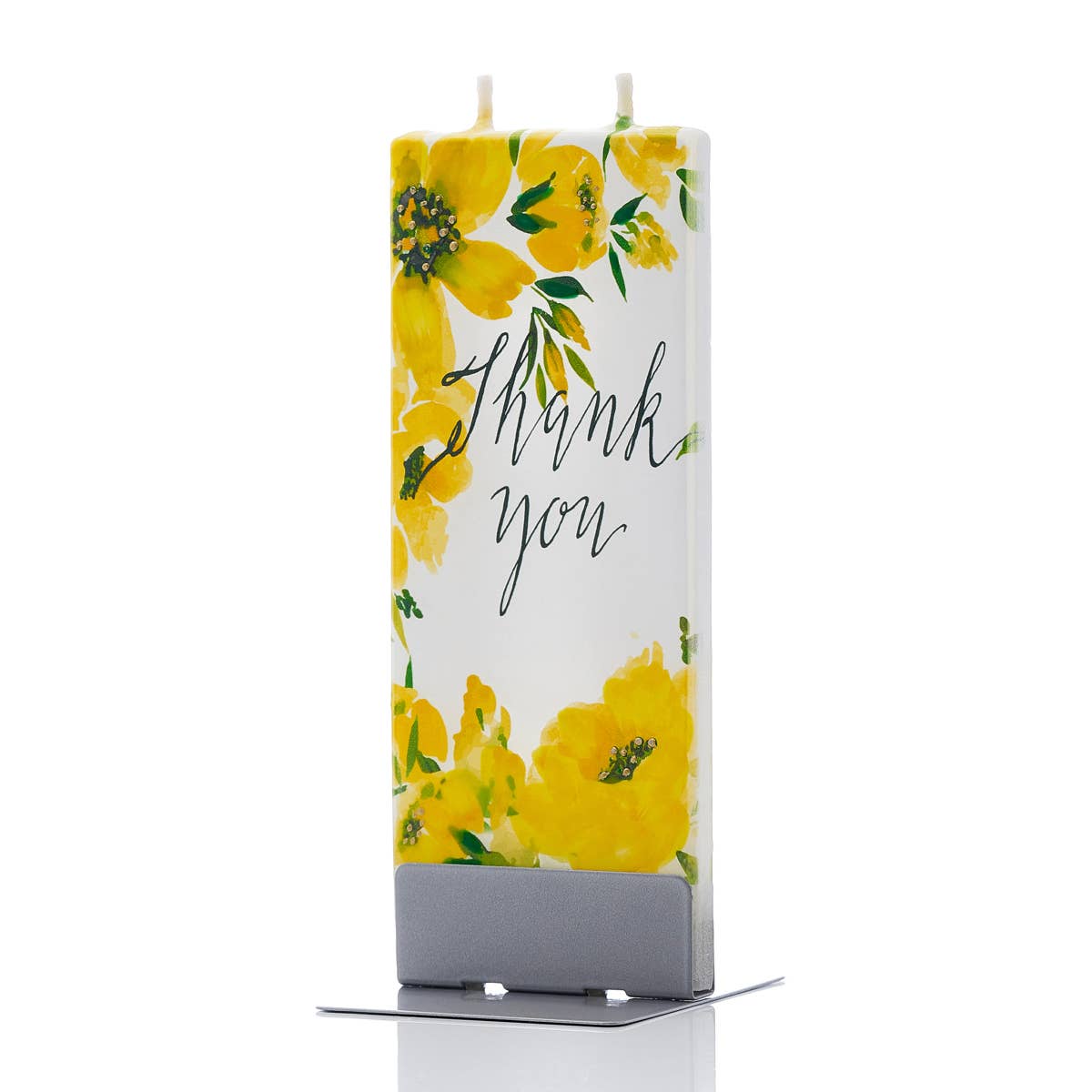 Flatyz Thank You Yellow Floral Print Candle