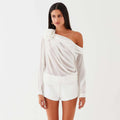 Fab-u-la’s White Asymmetrical Draped Blouse
