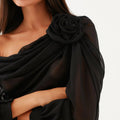 Fab-u-la’s Black Asymmetrical Draped Blouse