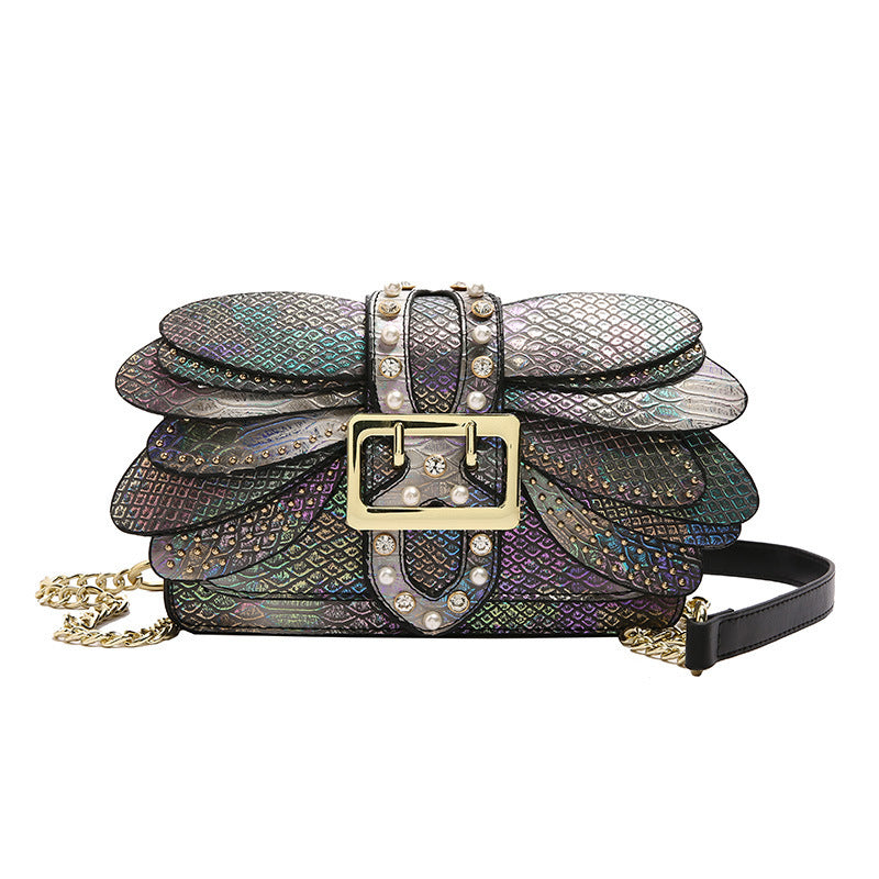 Studded Chain Shoulder Crossbody Bag for Women | PU Leather Streetwear Purse
