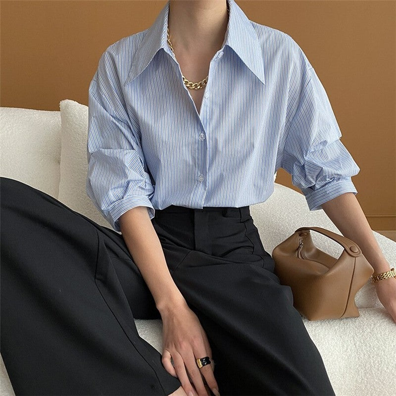 Convertible Striped Button-Down Shirt