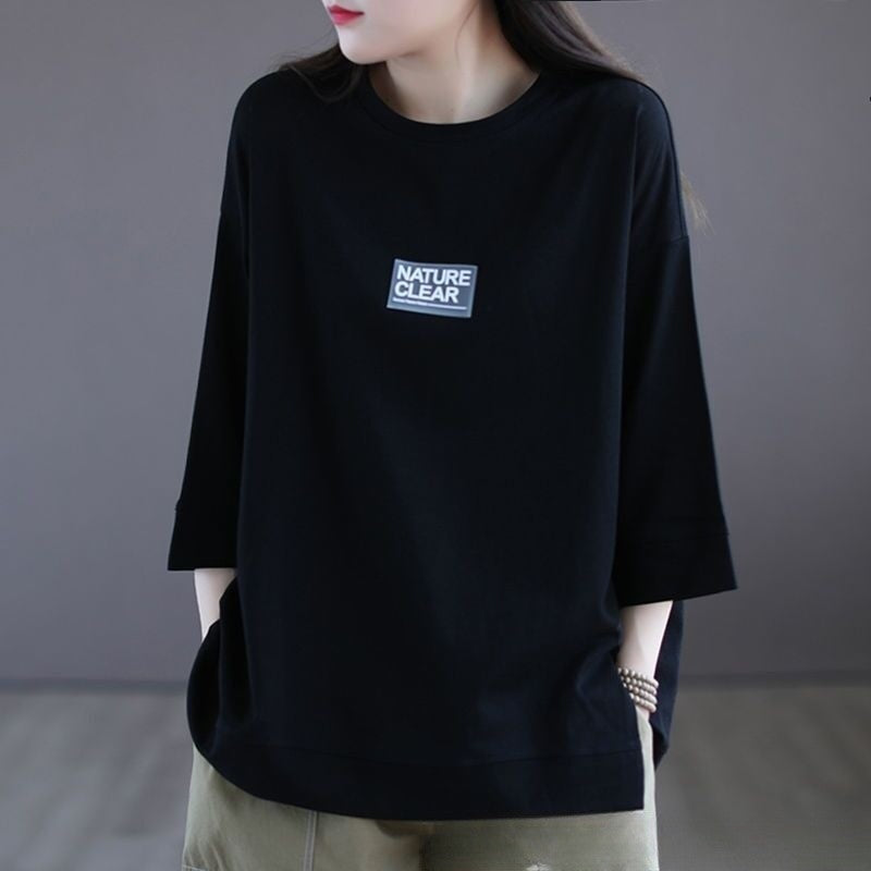 Casual Loose Fit Seven-Point Sleeve T-Shirt