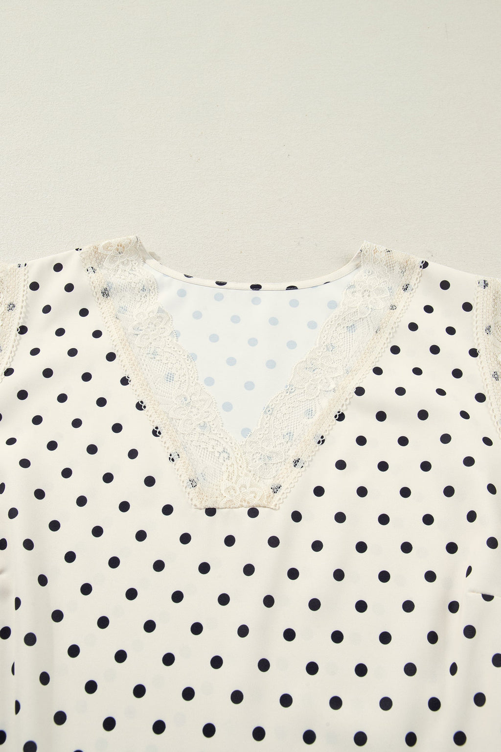 Apricot Plus Size Polka Dot Print Lace Trim V Neck Sleeveless Top