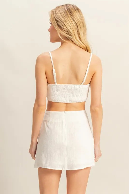 Ruched Bra Top and Mini Skirt Set