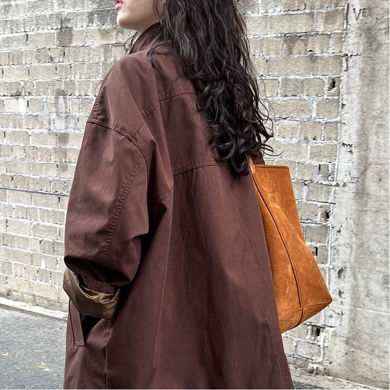 Casual Stand Collar Coat with Relaxed Fit