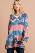 Tie Dye French Terry Pull Over with Front Stitching Detail