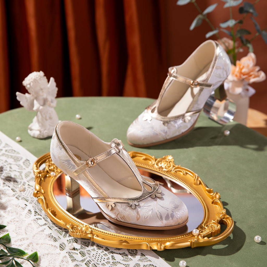 Women's Velvet Platform Heels | Petal T-Strap Stiletto Party Shoes