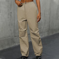 Solid Color High-Waisted Straight Leg Casual Pants