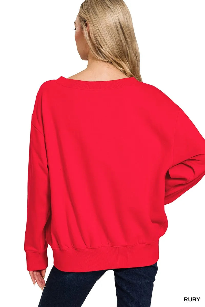 Fleece Boat Neck Sweatshirt