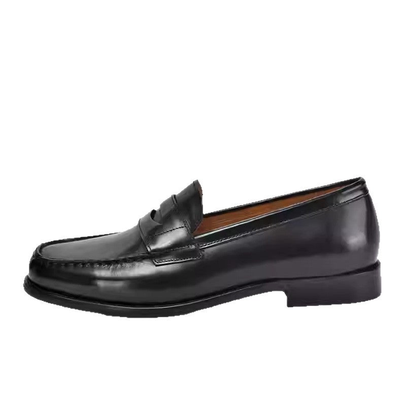 Men's British-Style Square Toe Loafers | Full-Grain Cowhide Slip-On Boat Shoes